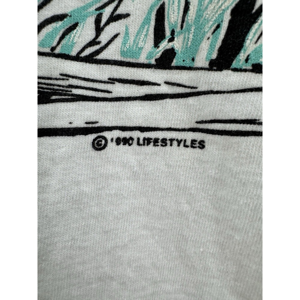 Vintage 1990 Oneita Wildflowers Graphic T-Shirt Size M Made in USA Single Stitch - Picture 4 of 11